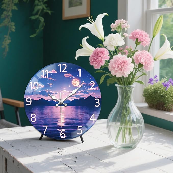 peacoblue Wall Clocks Battery Operated 12 Inch Night Sky Glass Round Wall Clock Non Ticking for Kitchen Living Room Dining Room Bedroom and Bathroom Decor Accessories (Battery not Included)