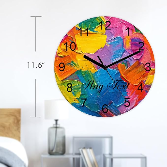 Rainbow Custom Wall Clock, 11.6 Inch Silent Non Ticking Battery Operated Clocks, Decorative for Living Room, Bedrooms, Bathroom, Kitchen Office, Housewarming