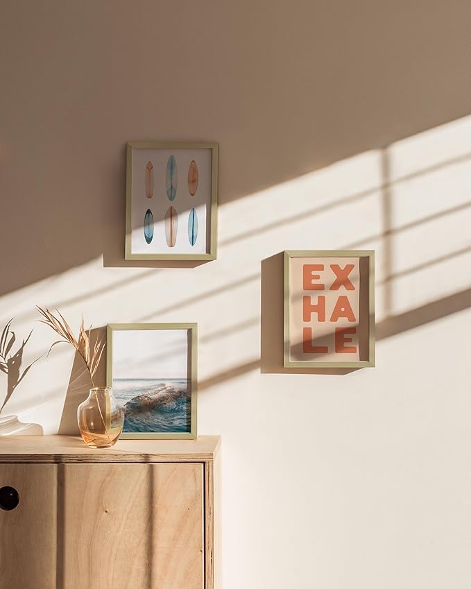 HAUS AND HUES 6x8 Gold Picture Frames - Modern Aluminum Wall Art Display - Lightweight 6x8 Frames for Photos, Prints, Posters - Tabletop or Wall Mount (Set of 3)