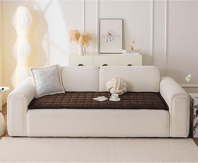 MYSKY HOME Couch Cover for Dogs Washable, Dog Sofa Couch Covers,Washable Non-Slip Couch Sofa Cover Protector Dog Mat for 2 Cushions and Sofas(Chocolate,27.6" x 59")