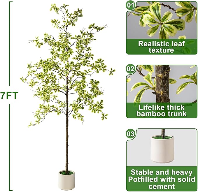 Bailikang 7FT Artificial Black Olive Tree Artificial Olive Plants, Tall Faux Olive Tree Faux Silk Plant Fake Plant Ultra-Realistic Silk Leaves & Natural Trunk Indoor Outdoor Use