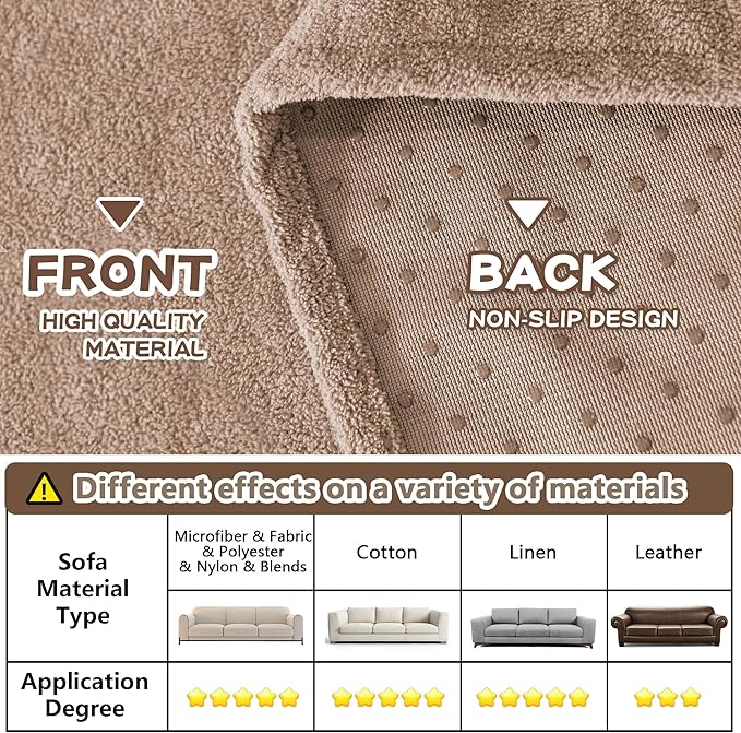 MYSKY HOME Couch Cover for Dogs Washable Pet Couch Cover Furniture Protector Cover Non Slip Soft Couch Sofa Cover, Love Seat Couch Covers, Sofa Covers Washable, 71" x 102", Khaki