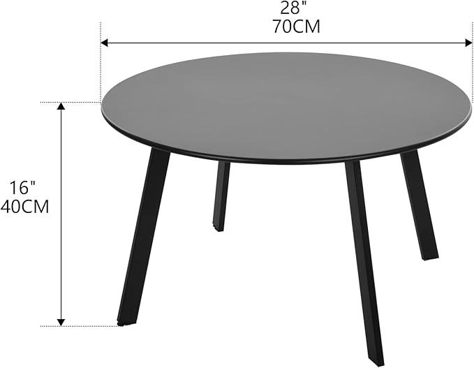 Meluvici Outdoor Side Table, Outdoor/Indoor Metal Steel Patio Coffee Table, Round Weather Resistant Anti-Rust (Black)