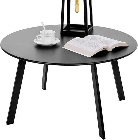 Meluvici Outdoor Side Table, Outdoor/Indoor Metal Steel Patio Coffee Table, Round Weather Resistant Anti-Rust (Black)