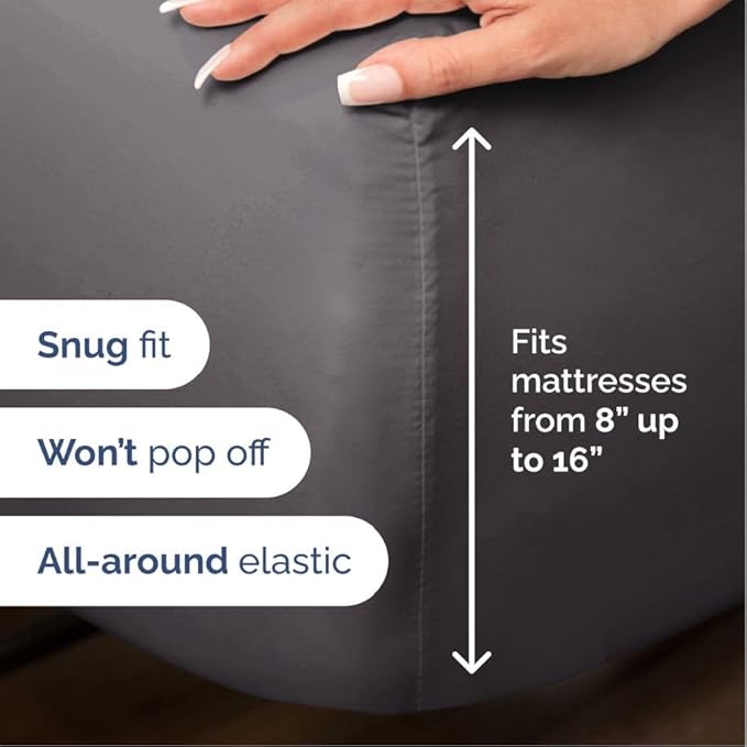 100% Rayon Derived From Bamboo - Bamboo Sheets Full Size - Cooling Sheets for Full - Soft, Breathable & Hotel Luxury Bedding - 1 Flat & 1 Fitted & 2 Pillowcases with 16 Inch Deep Pockets - Dark Grey