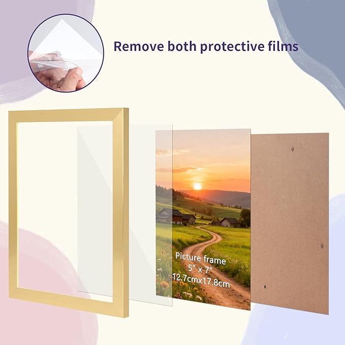Wtrgas 5x7 Gold Picture Frames Set of 12 for Displaying 5 x 7 Photos, Multi 5x7 Frames Collage for Wall or Tabletop, Horizontal or Vertical Display