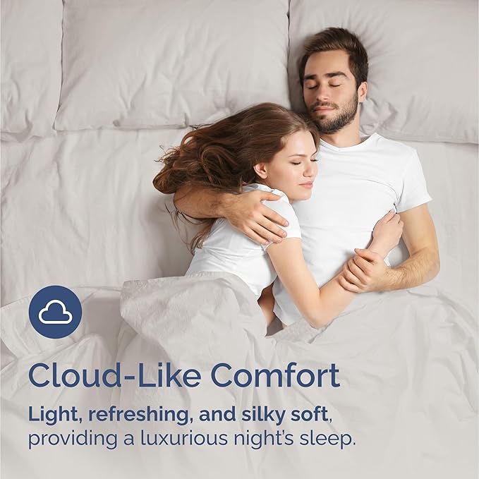 100% Rayon Derived From Bamboo - Bamboo Sheets King Size - Cooling Sheets for King - Soft, Breathable & Hotel Luxury Bedding - 1 Flat & 1 Fitted & 2 Pillowcases w/ 16 Inch Deep Pockets - Light Grey