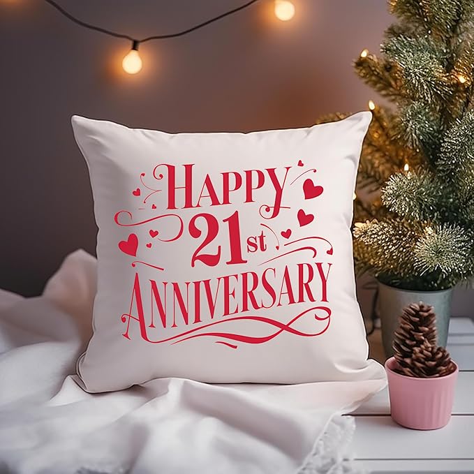 Oh, Susannah, Happy 21st Anniversary Decorative Thorw Pillow, Perfect for Couples Gifts (18 x 18)