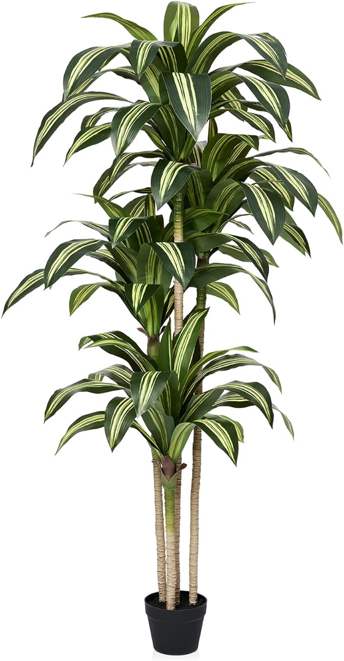 OAKRED Artificial Dracaena Tree 6FT Tall Fake Tree - Faux Indoor Plant with UV Resistant Potted Design - Realistic Large Artificial Plants for Home Living Room Office Decor Indoor