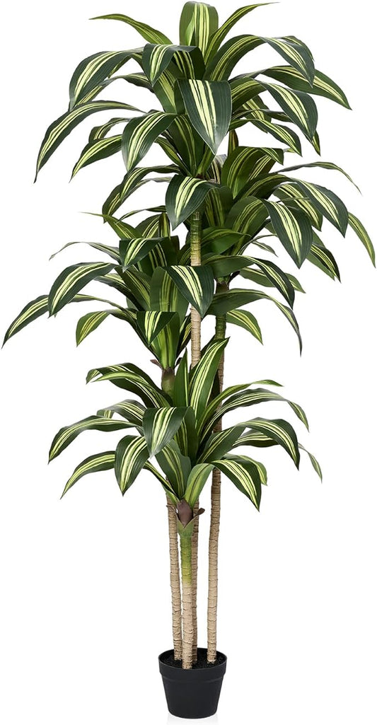 OAKRED Artificial Dracaena Tree 6FT Tall Fake Tree - Faux Indoor Plant with UV Resistant Potted Design - Realistic Large Artificial Plants for Home Living Room Office Decor Indoor