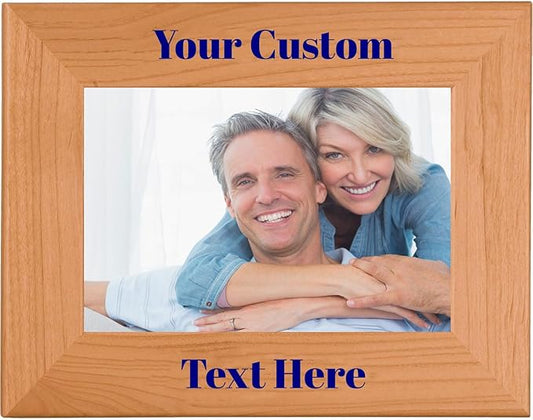 Navy Blue, Personalized 4x6 Landscape Photo Frame – UV Printed Alder Picture Frame, Custom Wood Picture Wooden Frame for Desk or Wall – Gift for Family, Friends, Coworkers