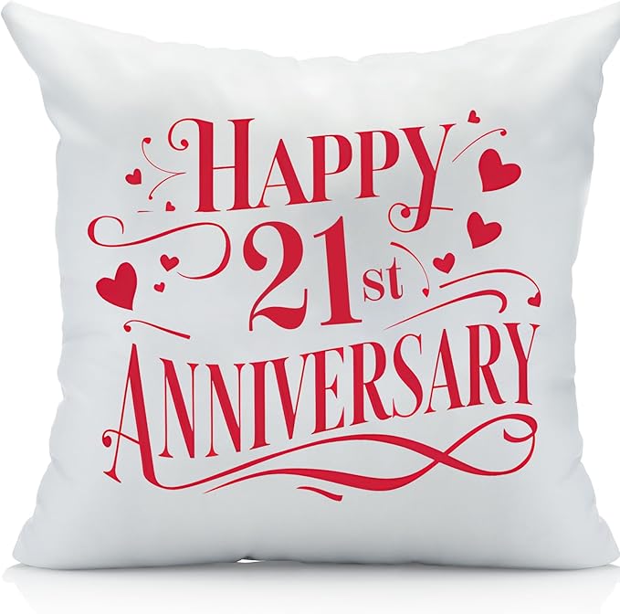 Oh, Susannah, Happy 21st Anniversary Decorative Thorw Pillow, Perfect for Couples Gifts (18 x 18)