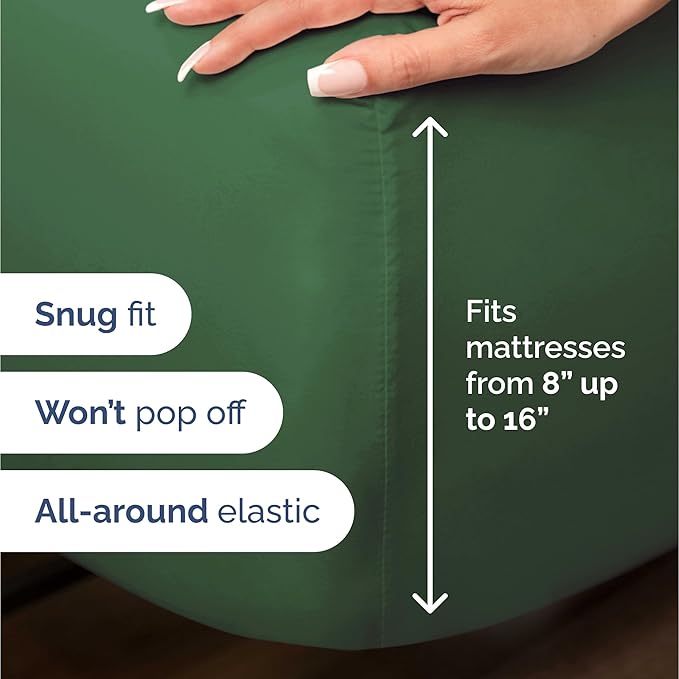 100% Rayon Derived From Bamboo - Bamboo Sheets Full Size - Cooling Sheets for Full - Soft, Breathable & Hotel Luxury Bedding - 1 Flat & 1 Fitted & 2 Pillowcases w/ 16 Inch Deep Pockets - Emerald Green