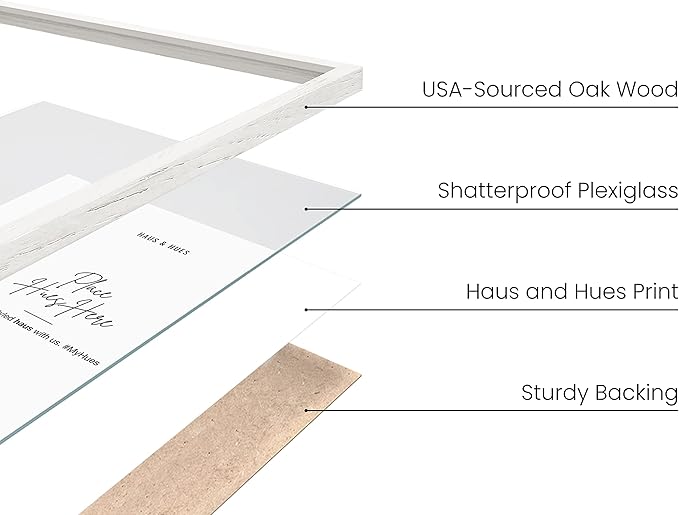 HAUS AND HUES White Oak Wood 9x12 Picture Frames - Bulk Set of 15, Natural Frames for Posters and Wall Art