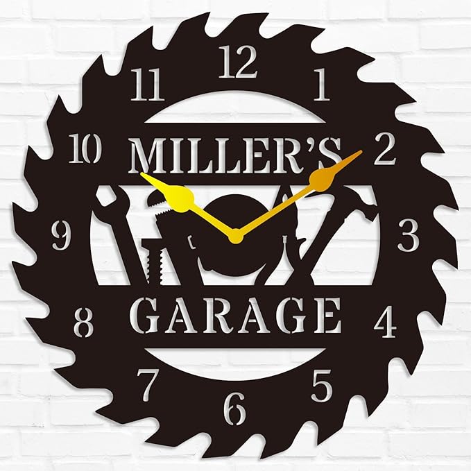 HZYCYYFC Personalized Metal Garage Clock, Custom Metal Workshop Clock,Custom Garage Wall Decor Gift for Father's Day Husband