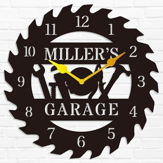 HZYCYYFC Personalized Metal Garage Clock, Custom Metal Workshop Clock,Custom Garage Wall Decor Gift for Father's Day Husband