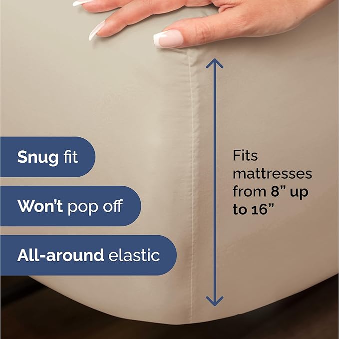 100% Rayon Derived From Bamboo - Bamboo Sheets Full Size - Cooling Sheets for Full - Ultra Soft, Breathable & Hotel Luxury Bedding - 1 Flat & 1 Fitted & 2 Pillowcases w/ 16 Inch Deep Pockets - Wheat