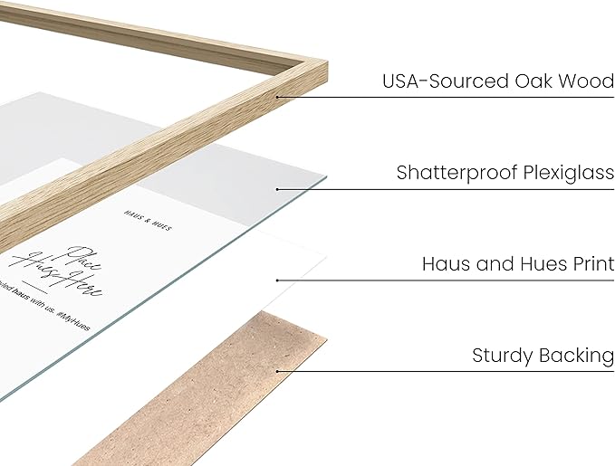 HAUS AND HUES Beige Oak Wood 4x6 Picture Frames - Modern Wood Wall Art Display - Lightweight 4x6 Frames for Art Prints, Photos, Posters - Ready-to-Hang Vertically & Horizontally (Set of 6)