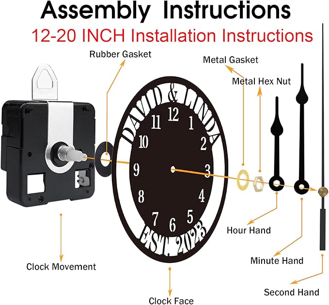 HZYCYYFC Personalized Metal Wall Clock with Tree of Life Design, Custom Family Name Clock, Decorative Steel Wall Art, Housewarming Gift, Living Room Bedroom Kitchen Home Decor