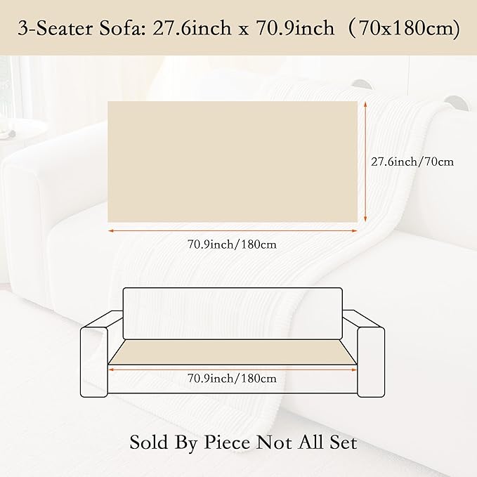 MYSKY HOME Couch Cover for Dogs Washable, Dog Sofa Couch Covers,Washable Non-Slip Couch Sofa Cover Protector Dog Mat for 2 Cushions and Sofas(Oatmeal,27.6" x 70.9")