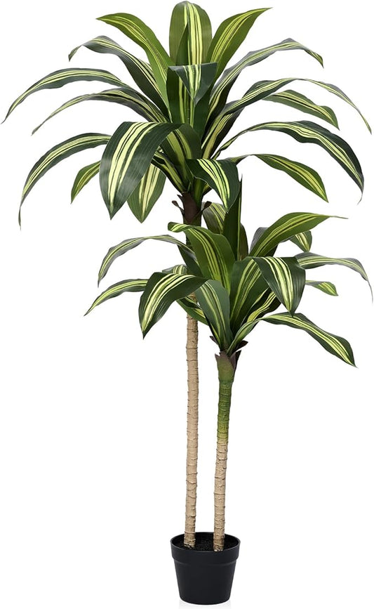 OAKRED Artificial Dracaena Tree 4FT Tall Fake Tree - Faux Indoor Plant with UV Resistant Potted Design - Realistic Large Artificial Plants for Home Living Room Office Decor Indoor