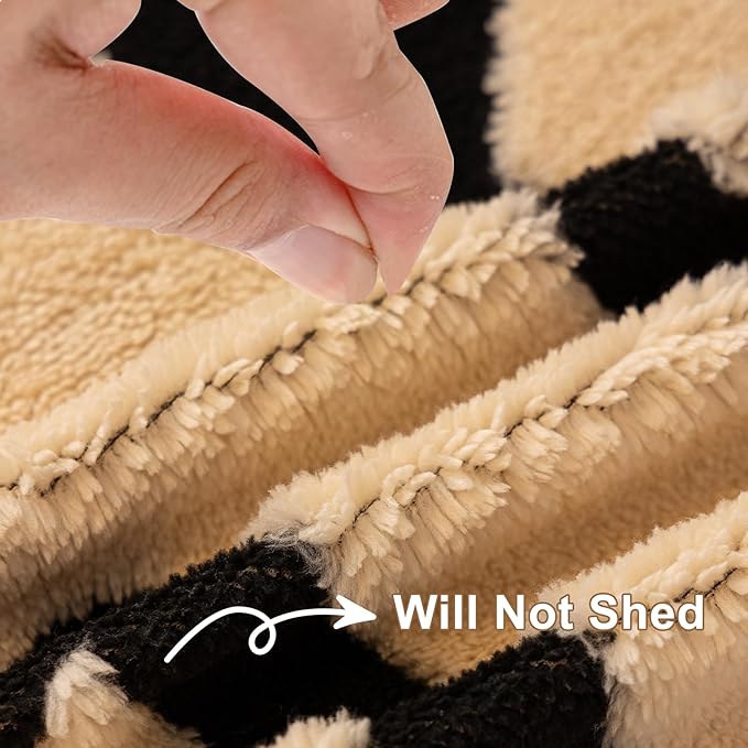 HANDONTIME Boho Sofa Covers for Dogs Black and White Couch Sofa Covers for 3 Cushion Couches Sofa Beige Shu Velveteen Couch Covers for Sectional l Shaped Short Plush Furniture Covers 71" X134"