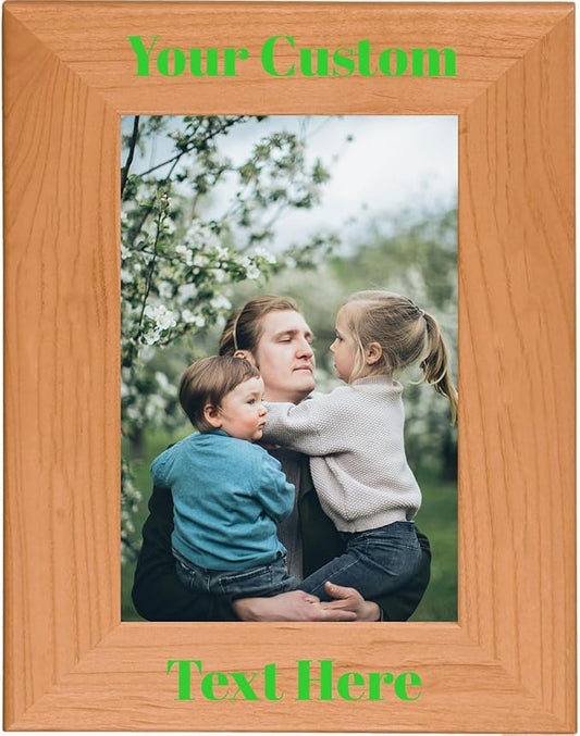 Lime Green, Personalized 4x6 Portrait Photo Frame – UV Printed Alder Picture Frame, Custom Wood Picture Wooden Frame for Desk or Wall – Gift for Family, Friends, Coworkers