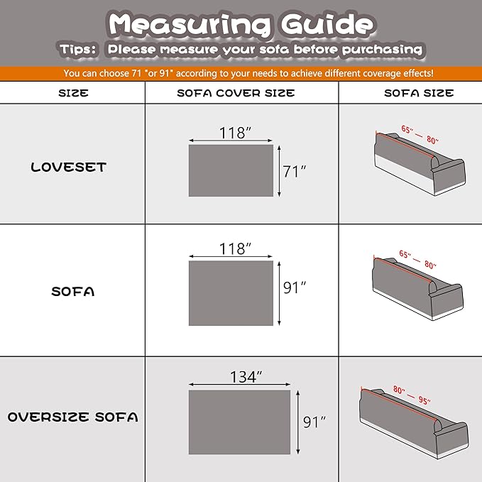 MYSKY HOME Couch Cover Sofa Cover for 2 Cushion Couch, Non-Slip Soft Sofa Slipcover Protector, Sofa Covers Washable, Couch Covers for Sectional Sofa, Sofa Towel for Pet Cat Dog, 71" x 118", Grey