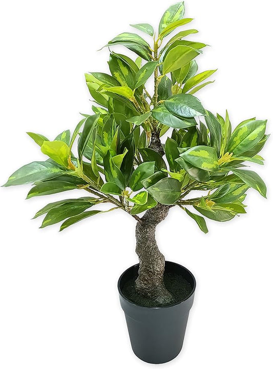 iPreference 23” Artificial Sasaki Fagraea Plant Fake Potted Plant Faux Tree for Indoor Outdoor Decor