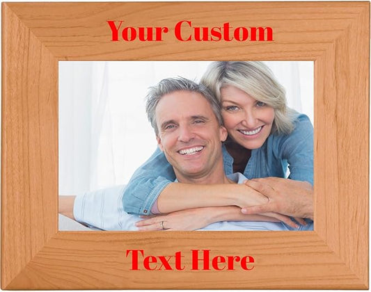 Red, Personalized 4x6 Landscape Photo Frame – UV Printed Alder Picture Frame, Custom Wood Picture Wooden Frame for Desk or Wall – Gift for Family, Friends, Coworkers