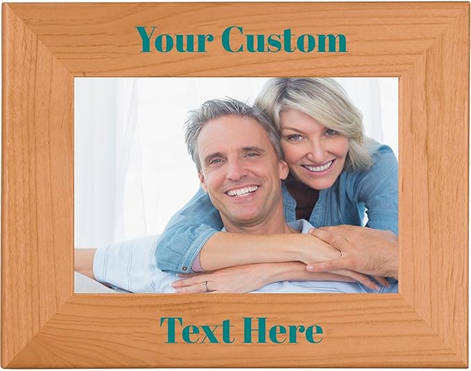 Teal, Personalized 5x7 Landscape Photo Frame – UV Printed Alder Picture Frame, Custom Wood Picture Wooden Frame for Desk or Wall – Gift for Family, Friends, Coworkers