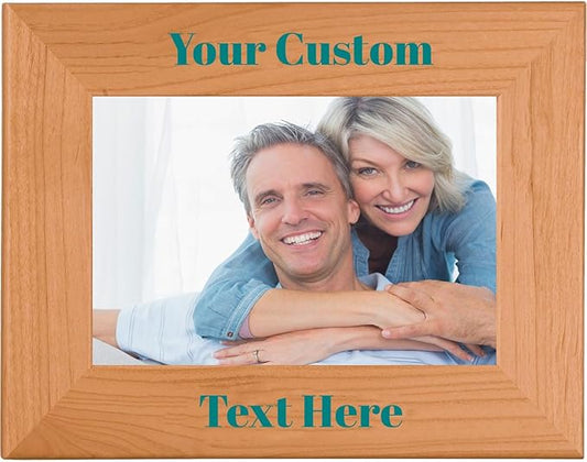 Teal, Personalized 5x7 Landscape Photo Frame – UV Printed Alder Picture Frame, Custom Wood Picture Wooden Frame for Desk or Wall – Gift for Family, Friends, Coworkers