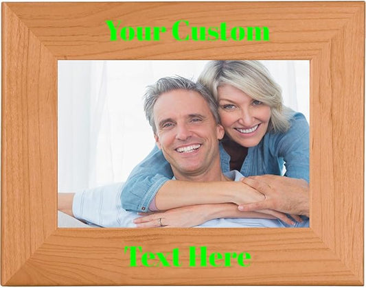 Green, Personalized 5x7 Landscape Photo Frame – UV Printed Alder Picture Frame, Custom Wood Picture Wooden Frame for Desk or Wall – Gift for Family, Friends, Coworkers