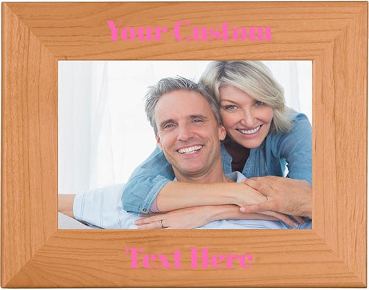 Hot Pink, Personalized 5x7 Landscape Photo Frame – UV Printed Alder Picture Frame, Custom Wood Picture Wooden Frame for Desk or Wall – Gift for Family, Friends, Coworkers