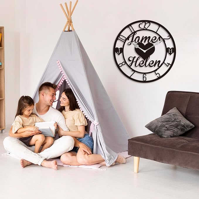 HZYCYYFC Personalized Metal Clock Sign, Custom Metal Clock,Personalized Gift, Black Gold and Silver Color Options, Housewarming Gift, Living Room Decor