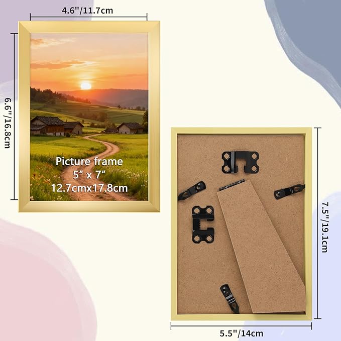 Wtrgas 5x7 Gold Picture Frames Set of 12 for Displaying 5 x 7 Photos, Multi 5x7 Frames Collage for Wall or Tabletop, Horizontal or Vertical Display