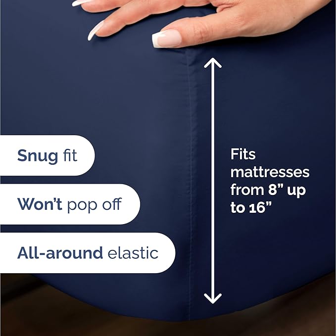 100% Rayon Derived From Bamboo - Bamboo Sheets Cal King Size - Cooling Sheets for Cal King - Ultra Soft Hotel Luxury Bedding - 1 Flat & 1 Fitted & 2 Pillowcases with 16 Inch Deep Pockets - Navy Blue