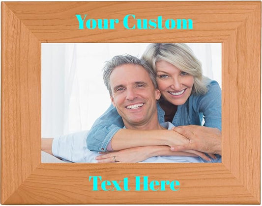 Aqua, Personalized 4x6 Landscape Photo Frame – UV Printed Alder Picture Frame, Custom Wood Picture Wooden Frame for Desk or Wall – Gift for Family, Friends, Coworkers