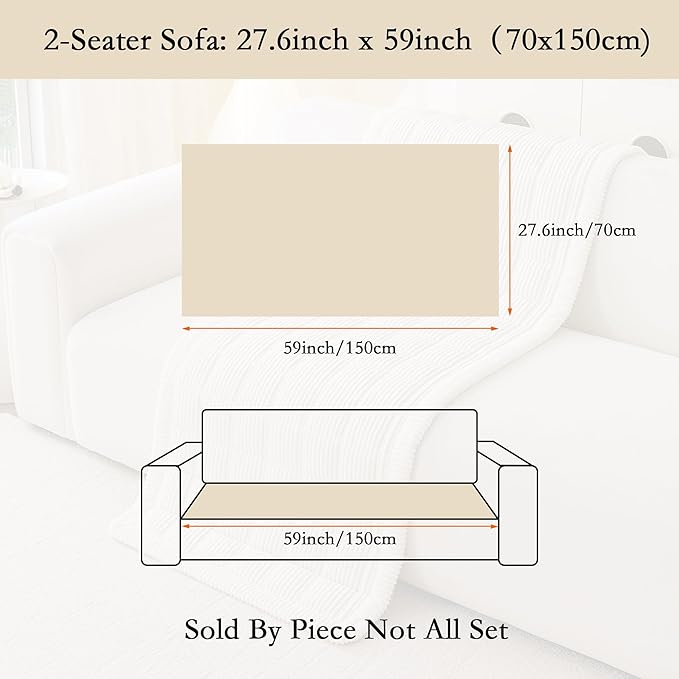 MYSKY HOME Couch Cover for Dogs Washable, Dog Sofa Couch Covers,Washable Non-Slip Couch Sofa Cover Protector Dog Mat for 2 Cushions and Sofas(Oatmeal,27.6" x 59")