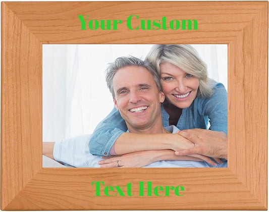 Lime Green, Personalized 5x7 Landscape Photo Frame – UV Printed Alder Picture Frame, Custom Wood Picture Wooden Frame for Desk or Wall – Gift for Family, Friends, Coworkers