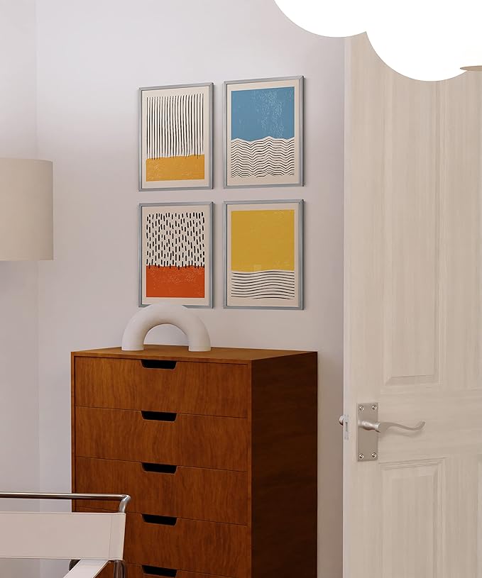 HAUS AND HUES 11x14 Silver Picture Frames - Set of 4 Aluminum Wall Display Frames for Posters, Art Prints, and Certificates (11x14 in, Silver, Set of 4)