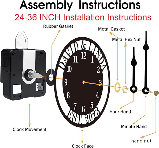 HZYCYYFC Personalized Metal Wall Clock with Tree of Life Design, Custom Family Name Clock, Decorative Steel Wall Art, Housewarming Gift, Living Room Bedroom Kitchen Home Decor