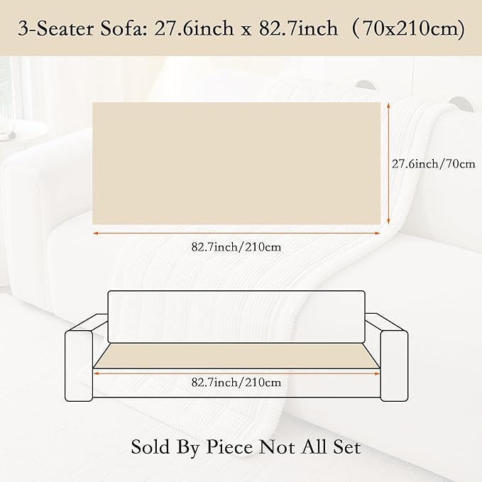 MYSKY HOME Couch Cover for Dogs Washable, Dog Sofa Couch Covers,Washable Non-Slip Couch Sofa Cover Protector Dog Mat for 3 Cushions and Sofas(Oatmeal,27.6" x 82.7")