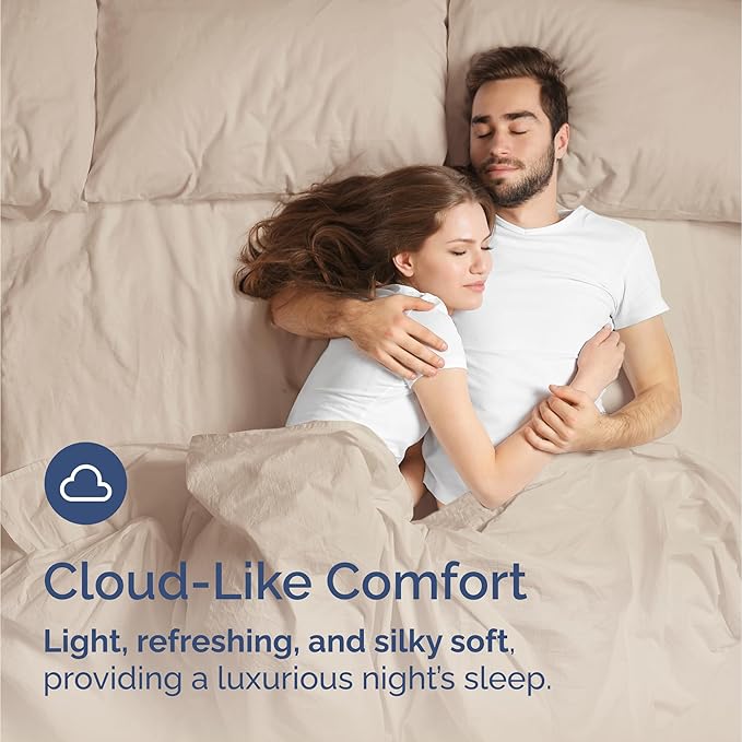 100% Rayon Derived From Bamboo - Bamboo Sheets Full Size - Cooling Sheets for Full - Ultra Soft, Breathable & Hotel Luxury Bedding - 1 Flat & 1 Fitted & 2 Pillowcases w/ 16 Inch Deep Pockets - Wheat