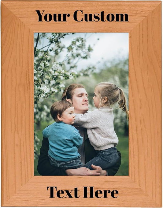 Black, Personalized 5x7 Portrait Photo Frame – UV Printed Alder Picture Frame, Custom Wood Picture Wooden Frame for Desk or Wall – Gift for Family, Friends, Coworkers