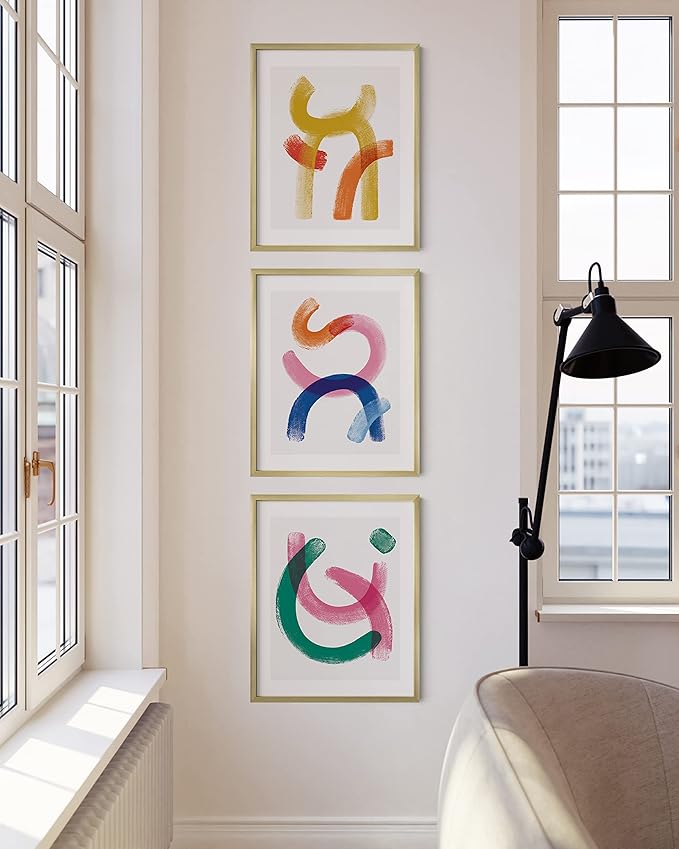 HAUS AND HUES 16x20 Gold Picture Frames - Modern Aluminum Wall Art Display - Lightweight 16x20 Frames for Posters, Prints, Photos - Ready-to-Hang Vertically & Horizontally (Set of 3)