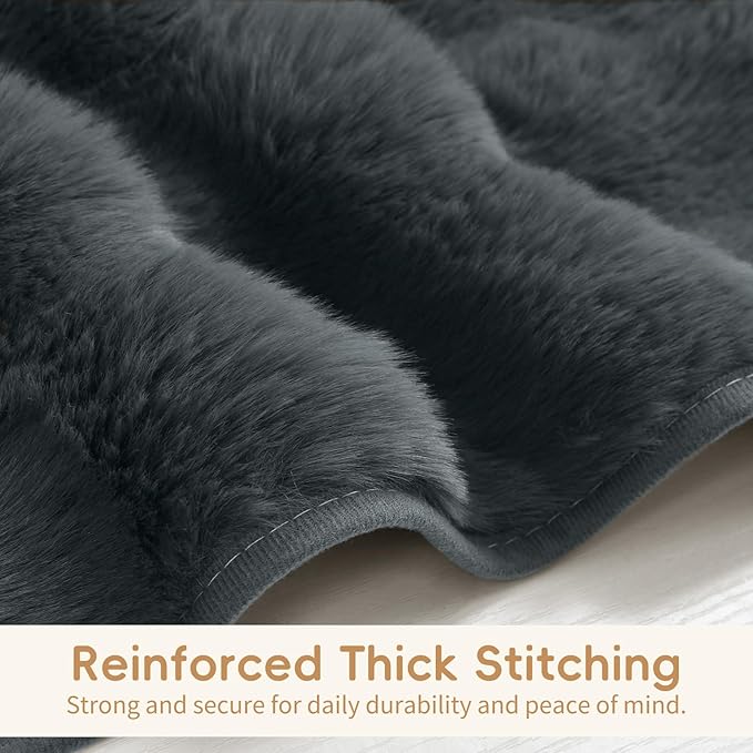 Arfntevss Couch Cover for Dogs Plush Washable Sofa Covers for 3 Cushion Couch Pet Friendly Fuzzy Faux Fur Sofa Slipcovers 3 Seat Anti-Slip Sectional Furniture Protector (Velvety Gray, 35.5" x 83")