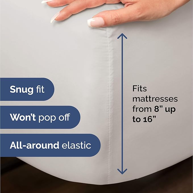 100% Rayon Derived From Bamboo - Bamboo Sheets King Size - Cooling Sheets for King - Soft, Breathable & Hotel Luxury Bedding - 1 Flat & 1 Fitted & 2 Pillowcases w/ 16 Inch Deep Pockets - Light Grey