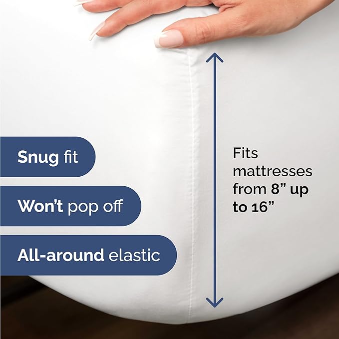 100% Rayon Derived From Bamboo - Bamboo Sheets Full Size - Cooling Sheets for Full - Ultra Soft, Breathable & Hotel Luxury Bedding - 1 Flat & 1 Fitted & 2 Pillowcases w/ 16 Inch Deep Pockets - White