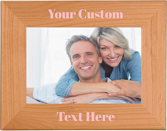 Pink, Personalized 5x7 Landscape Photo Frame – UV Printed Alder Picture Frame, Custom Wood Picture Wooden Frame for Desk or Wall – Gift for Family, Friends, Coworkers